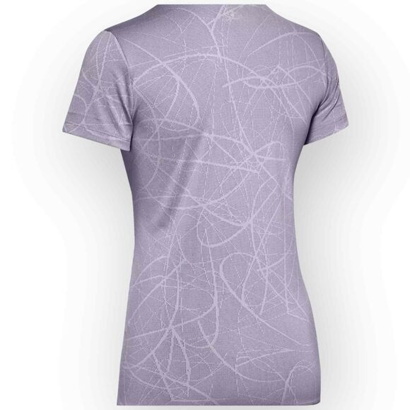 Under Armour Women's Tech V-neck Marble Jacquard Top - Purple Haze Extra Small - Picture 5 of 7
